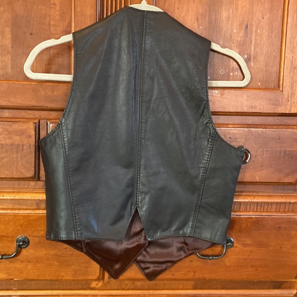 Black leather vest with brown lining - Picture 3 of 10